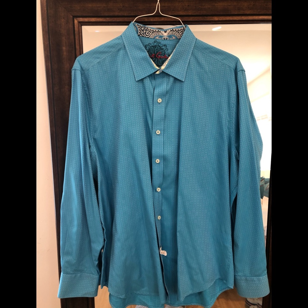Bright aqua Robert Graham button down